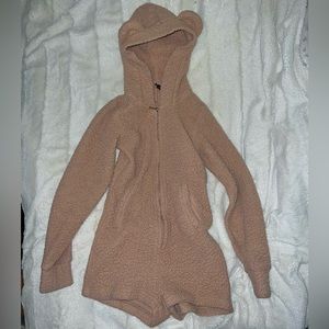 Mocha brown fuzzy bear one piece, size XS